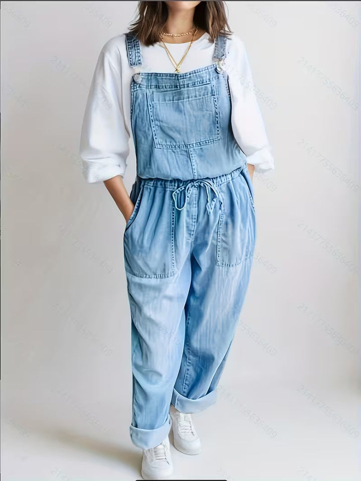 Everly - Relaxed Button Front Denim Overalls