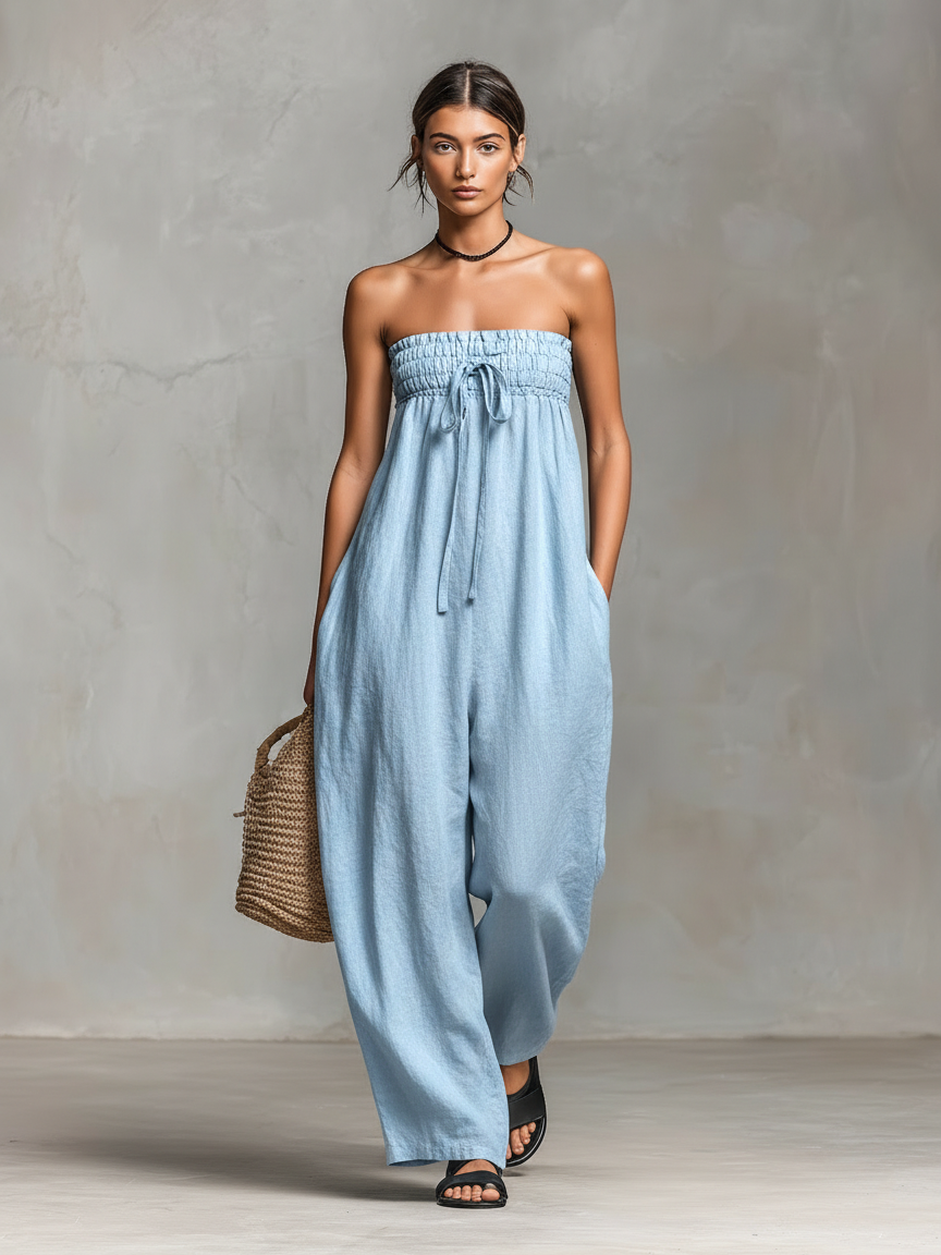Mia™ | Strapless Linen Jumpsuit
