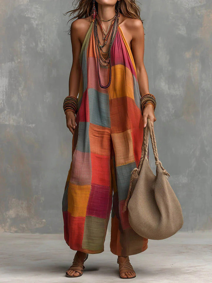 Alma™ | Bohemian Patchwork Wide-Leg Jumpsuit