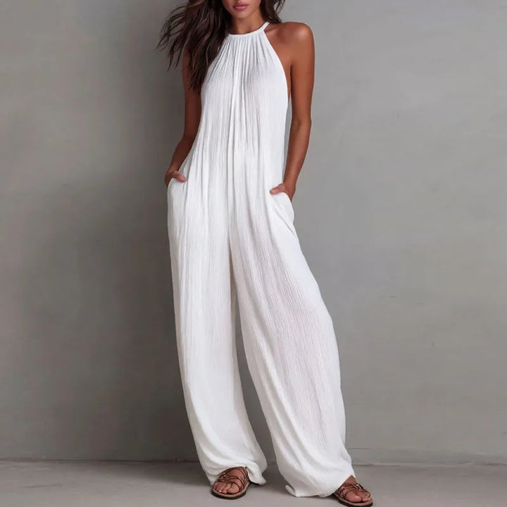 Laura™ | White Halter Beach Jumpsuit