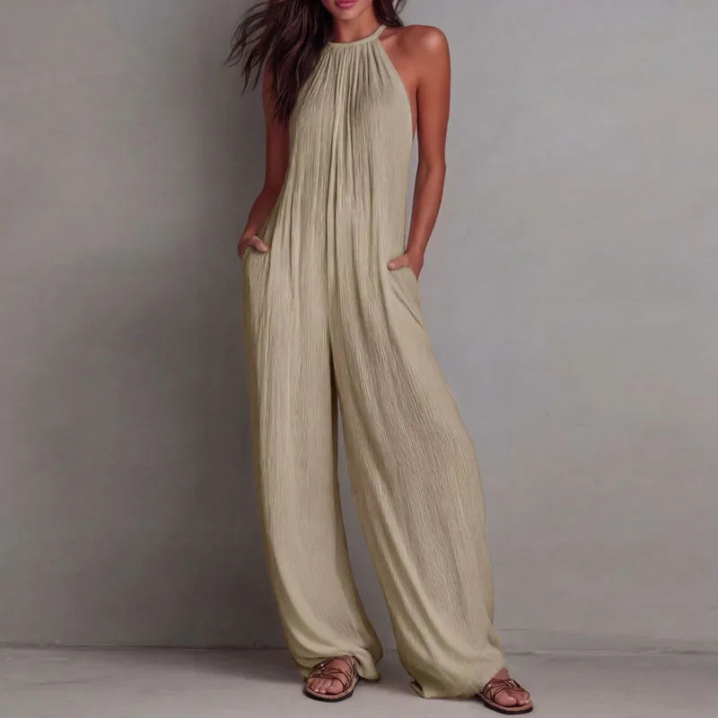 Laura™ | White Halter Beach Jumpsuit