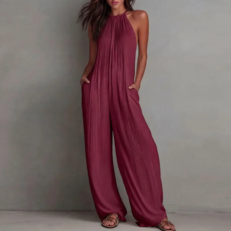 Laura™ | White Halter Beach Jumpsuit